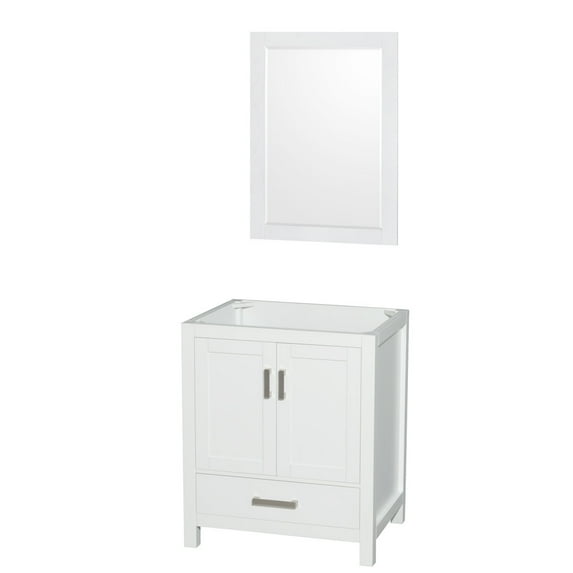 Wyndham Collection Sheffield 29" Mirror Wood Single Bathroom Vanity in White