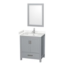 Wyndham Collection Sheffield 30" Metal Single Bathroom Vanity in Gray/White