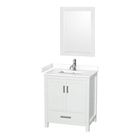 Wyndham Collection Sheffield 30" Metal Single Bathroom Vanity in White/Chrome