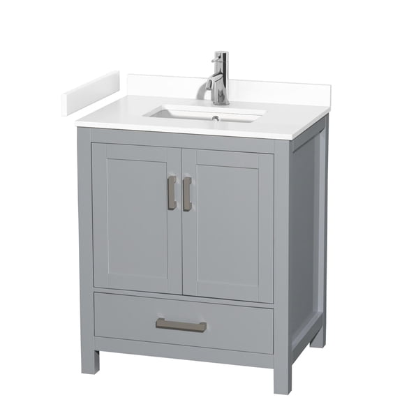 Wyndham Collection Sheffield 30" No Mirror Metal Single Bathroom Vanity in Gray