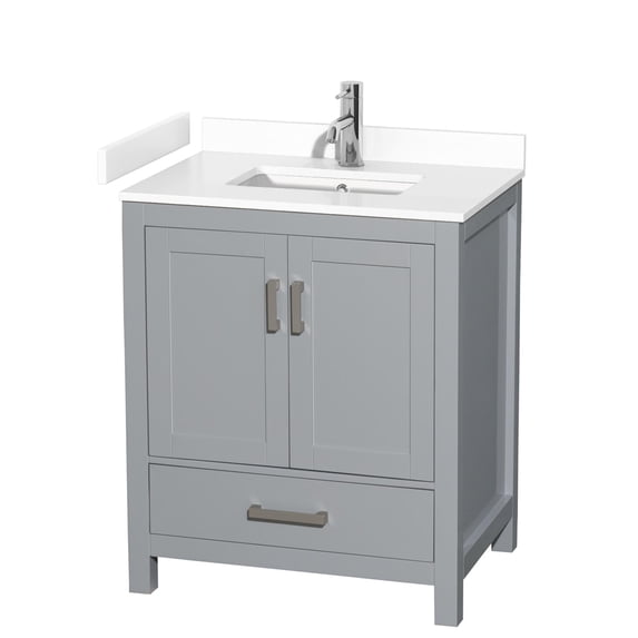 Wyndham Collection Sheffield 30" No Mirror Metal Single Bathroom Vanity in Gray