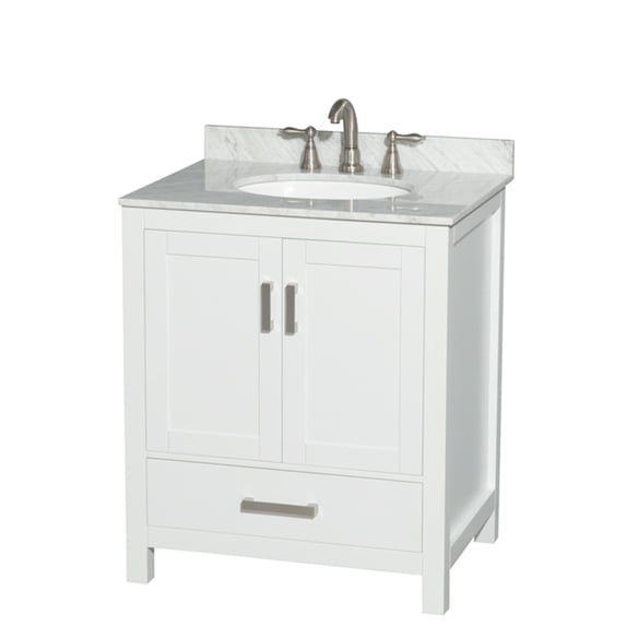 Wyndham Collection Sheffield 30" No Mirror Wood Single Bathroom Vanity in White