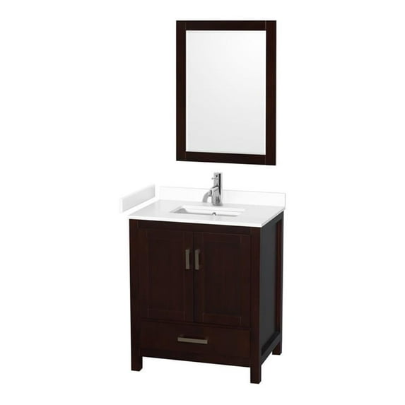 Wyndham Collection Sheffield 30" Wood Single Bathroom Vanity in White/Espresso