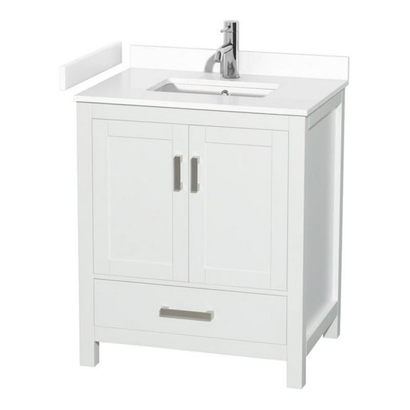 Wyndham Collection Sheffield 30" Wood Single Bathroom Vanity in White