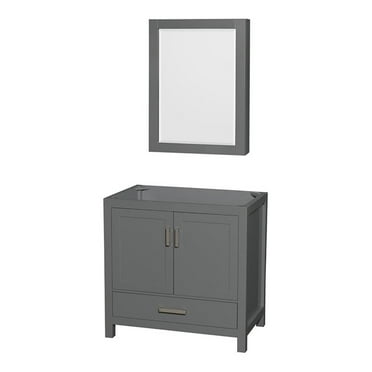Wyndham Collection Sheffield 35" Wood & Metal Single Bathroom Vanity in Gray
