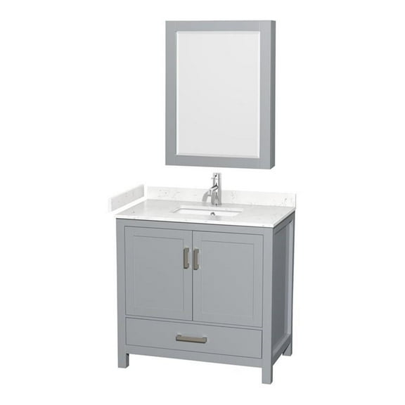 Wyndham Collection Sheffield 36" Cabinet Wood Single Bathroom Vanity in Gray