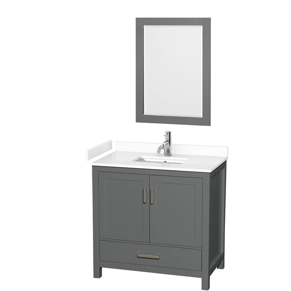 Wyndham Collection Sheffield 36 Inch Wood Single Bathroom Vanity in Dark Gray