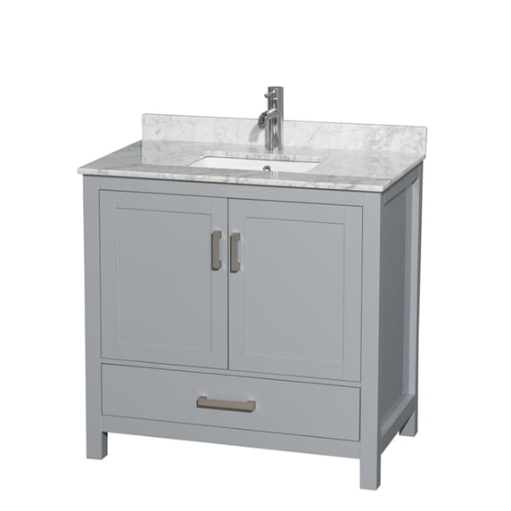 Wyndham Collection Sheffield 36" Marble Single Bathroom Vanity in Chrome/Gray