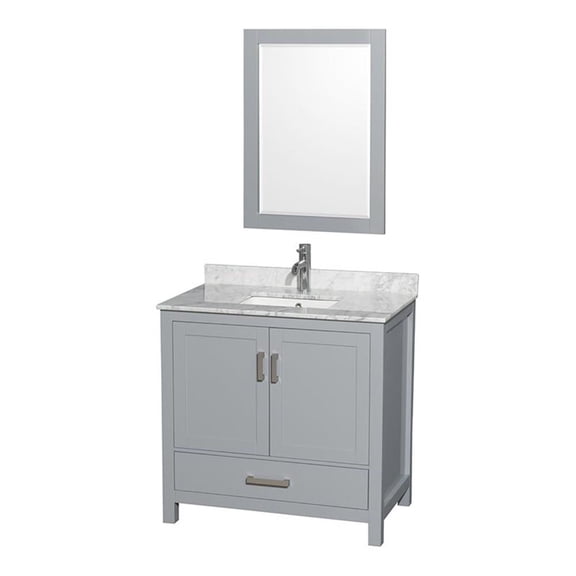 Wyndham Collection Sheffield 36" Metal Single Bathroom Vanity in Chrome/Gray