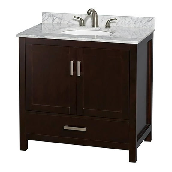 Wyndham Collection Sheffield 36" Metal Single Bathroom Vanity in Espresso/Chrome
