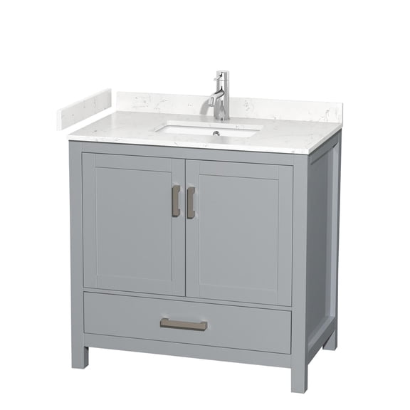Wyndham Collection Sheffield 36" No Mirror Wood Single Bathroom Vanity in Gray