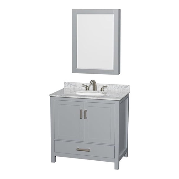 Wyndham Collection Sheffield 36" Wood Single Bathroom Vanity in Chrome/Gray