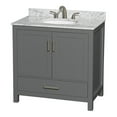 thumbnail image 1 of Wyndham Collection Sheffield 36" Wood Single Bathroom Vanity in Dark Gray/White, 1 of 3