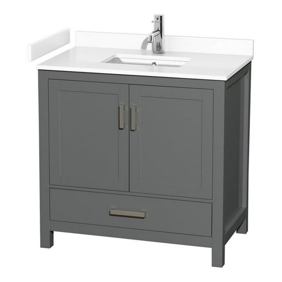 Wyndham Collection Sheffield 36" Wood Single Bathroom Vanity in Dark Gray