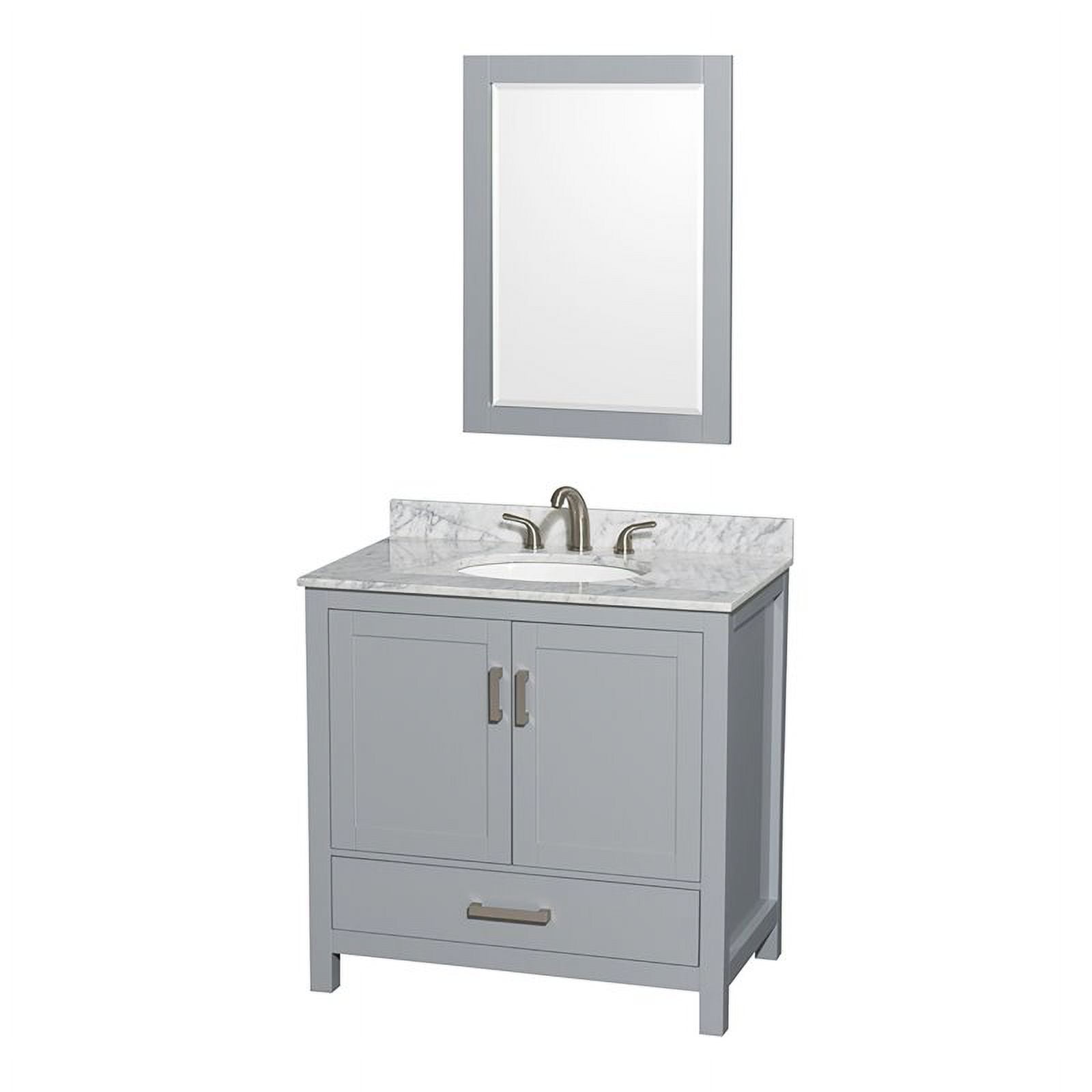 Sheffield 36'' Gray Solid Wood Single Bathroom Vanity with Marble Top