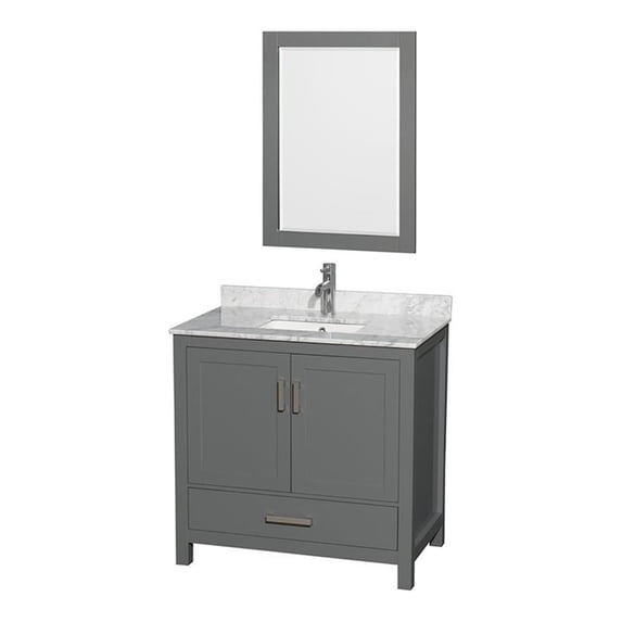 Wyndham Collection WCS141436SKGCMUNSM24 Sheffield 36" Free Standing Single Basin Vanity