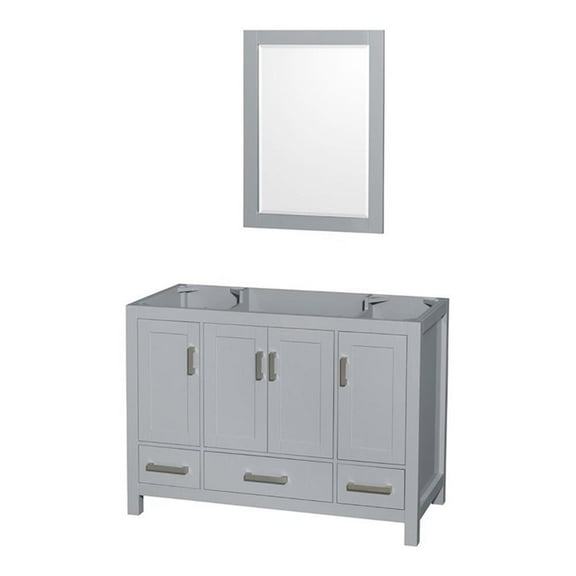 Wyndham Collection Sheffield 48 Inch Single Bathroom Vanity in Gray, No Countertop, No Sink, and 24 Inch Mirror