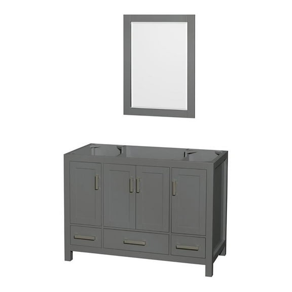 Wyndham Collection Sheffield 48 Inch Single Bathroom Vanity in Dark Gray, No Countertop, No Sink, and 24 Inch Mirror