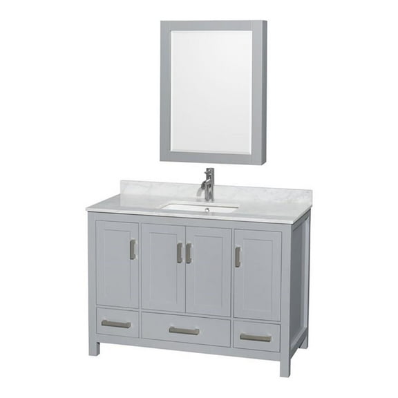 Wyndham Collection Sheffield 48" Carrara Marble Single Bathroom Vanity in Gray