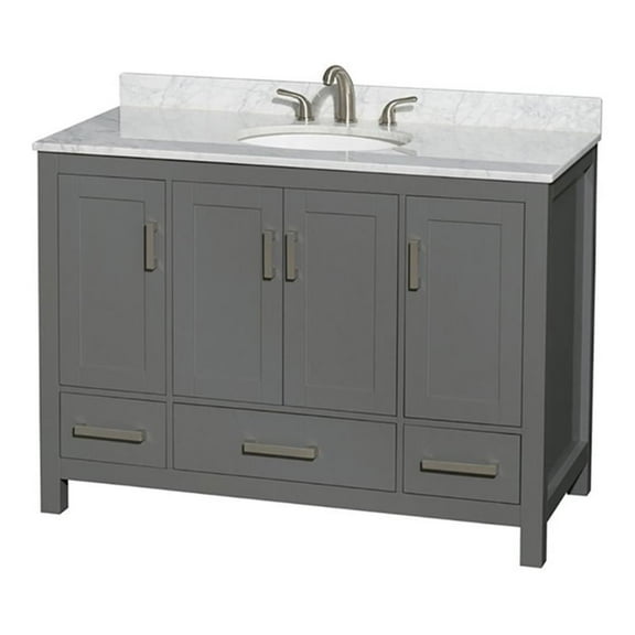 Wyndham Collection Sheffield 48" Metal Single Bathroom Vanity in Dark Gray/White