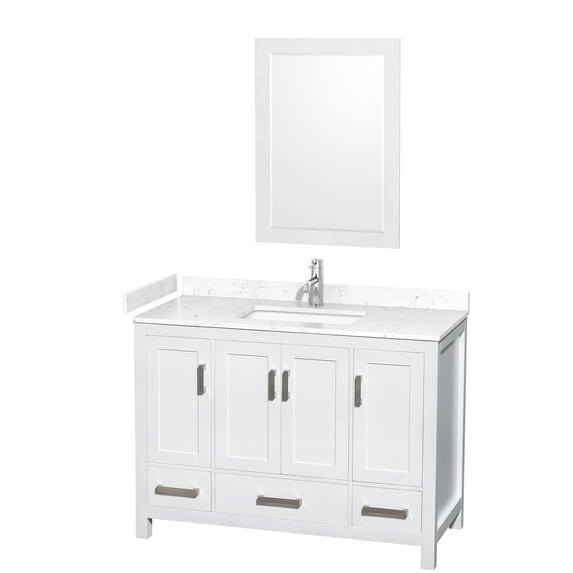 Wyndham Collection Sheffield 48" Mirror Wood Single Bathroom Vanity in White