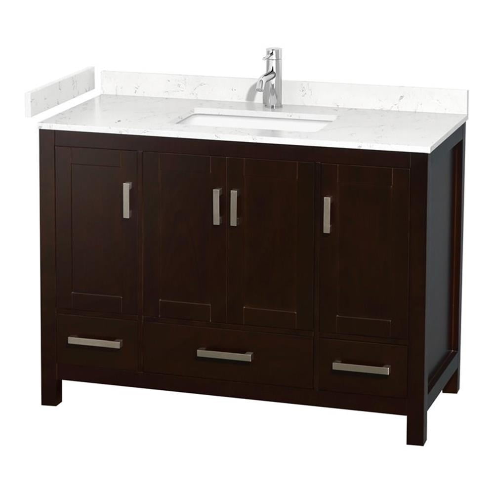 Sheffield 48" Espresso Bathroom Vanity with Carrara Marble Top