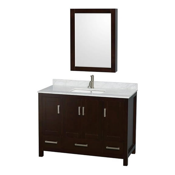 Wyndham Collection Sheffield 48" Wood Single Bathroom Vanity in Espresso/White