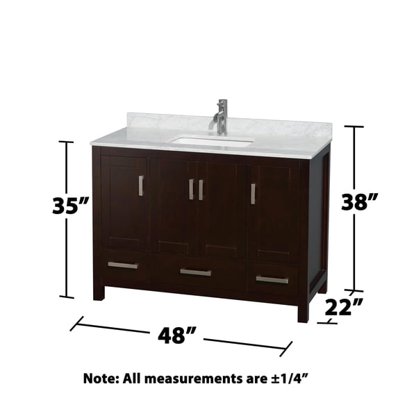 Wyndham Collection Sheffield 48" Wood Single Bathroom Vanity in Espresso/White