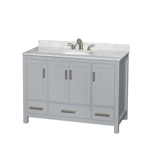 Wyndham Collection Sheffield 48" Wood Single Bathroom Vanity in Gray/White