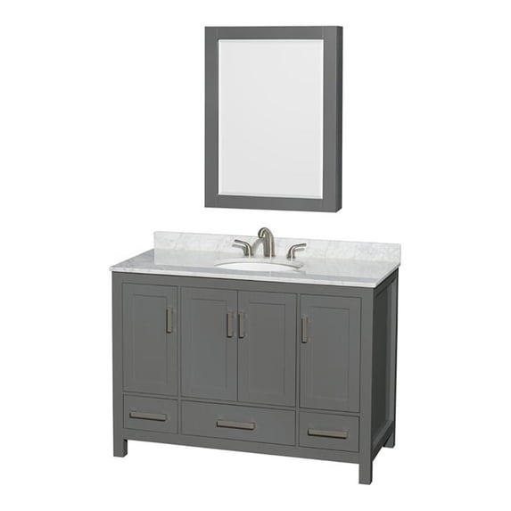 Wyndham Collection Sheffield 48" Wood Single Bathroom Vanity in White/Dark Gray