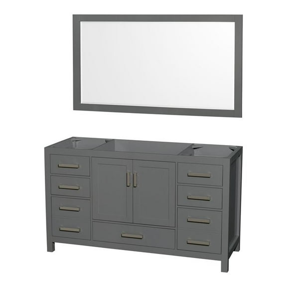 Wyndham Collection Sheffield 59" Mirror Wood Single Bathroom Vanity in Dark Gray
