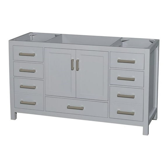 Wyndham Collection Sheffield 60 Inch Single Bathroom Vanity in Gray, No Countertop, No Sink, and No Mirror