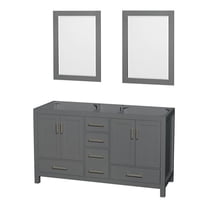Wyndham Collection Sheffield 59" Wood Double Bathroom Vanity in Dark Gray/Chrome