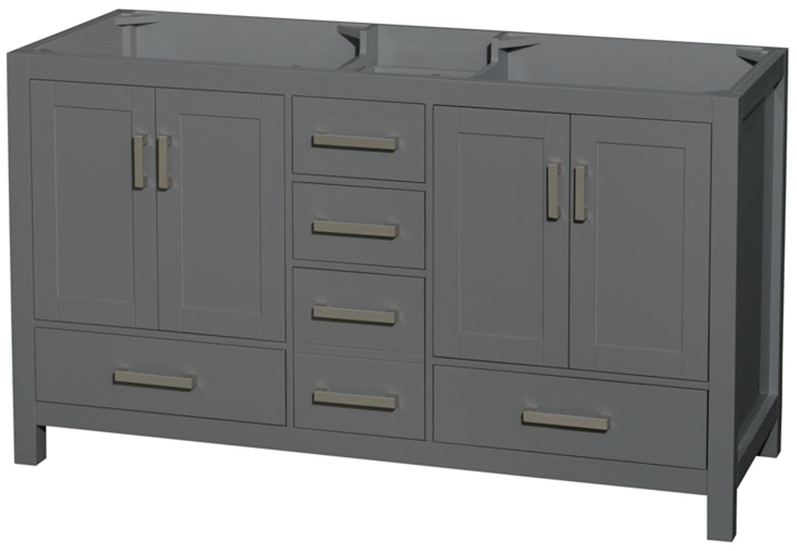 Sheffield 59" Dark Gray Wood Double Bathroom Vanity