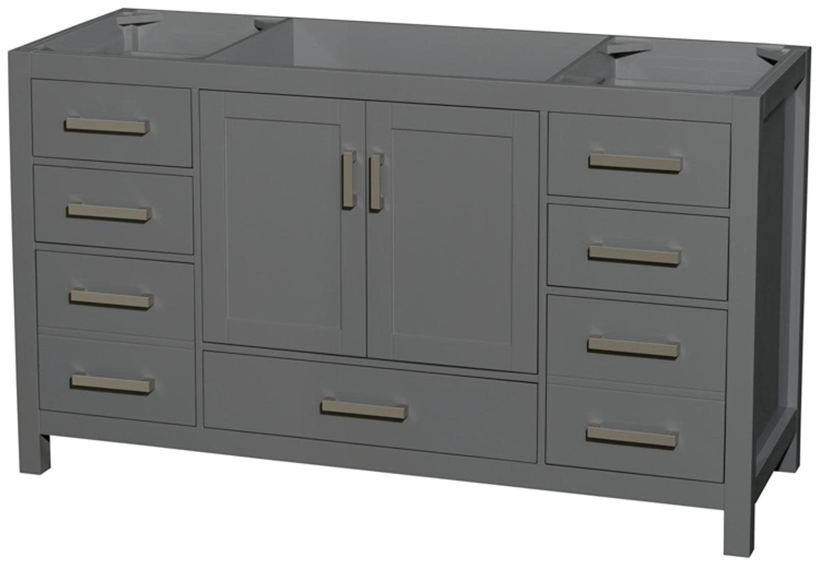 Sheffield 59'' Solid Wood Single Freestanding Vanity in Dark Gray
