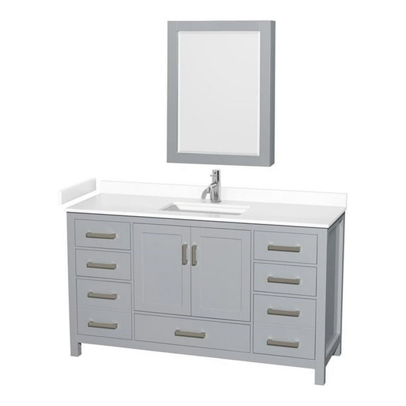 Wyndham Collection Sheffield 60" Cabinet Wood Single Bathroom Vanity in Gray