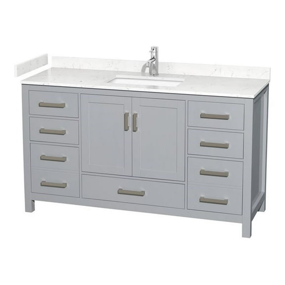 Wyndham Collection Sheffield 60" Carrara Marble Single Bathroom Vanity in Gray