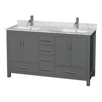 Wyndham Collection Sheffield 60 Inch Wood Double Bathroom Vanity in Dark Gray