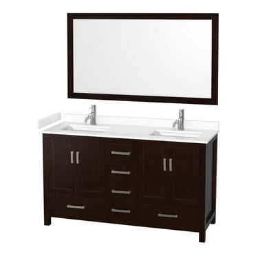 Wyndham Collection Sheffield 60" Marble Double Bathroom Vanity in Espresso