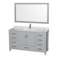 thumbnail image 1 of Wyndham Collection Sheffield 60" Marble Single Bathroom Vanity in Gray/White, 1 of 3