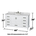 thumbnail image 1 of Wyndham Collection Sheffield 60" Marble Single Bathroom Vanity in White/Chrome, 1 of 3