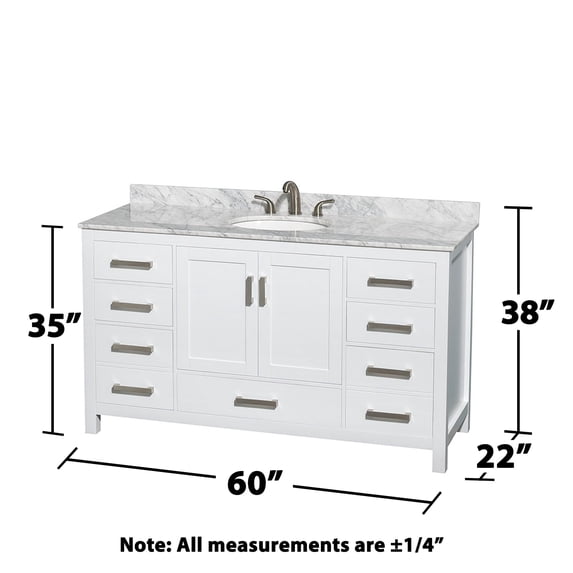 Wyndham Collection Sheffield 60" Marble Single Bathroom Vanity in White/Chrome