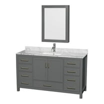 Wyndham Collection Sheffield 60" Metal Single Bathroom Vanity in White/Dark Gray