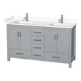thumbnail image 1 of Wyndham Collection Sheffield 60" Solid Wood Double Bathroom Vanity in Gray, 1 of 3