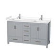 thumbnail image 1 of Wyndham Collection Sheffield 60" Solid Wood Double Bathroom Vanity in Gray, 1 of 4