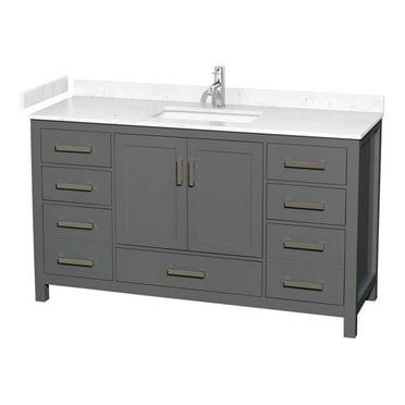 Wyndham Collection Sheffield 60" Solid Wood Single Bathroom Vanity in Dark Gray