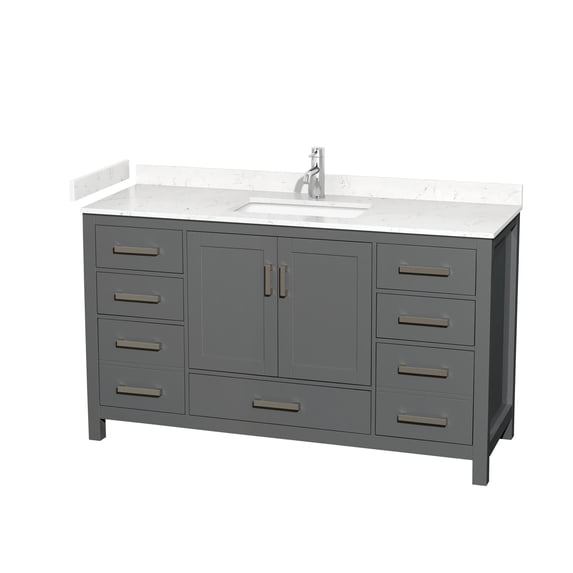 Wyndham Collection Sheffield 60" Solid Wood Single Bathroom Vanity in Dark Gray