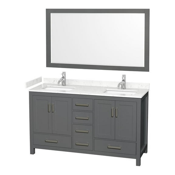 Wyndham Collection Sheffield 60" Wood Double Bathroom Vanity in Chrome/Dark Gray