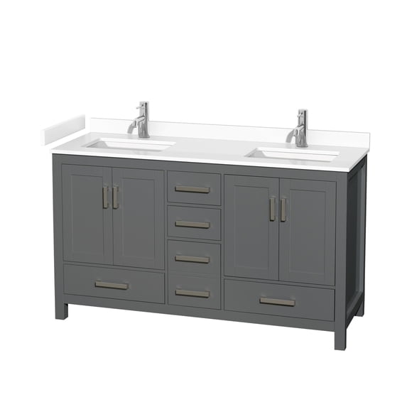 Wyndham Collection Sheffield 60" Wood Double Bathroom Vanity in Dark Gray