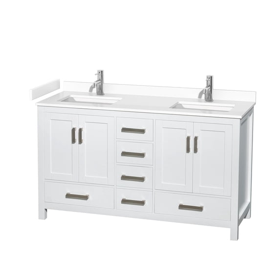 Wyndham Collection Sheffield 60" Wood Double Bathroom Vanity in White
